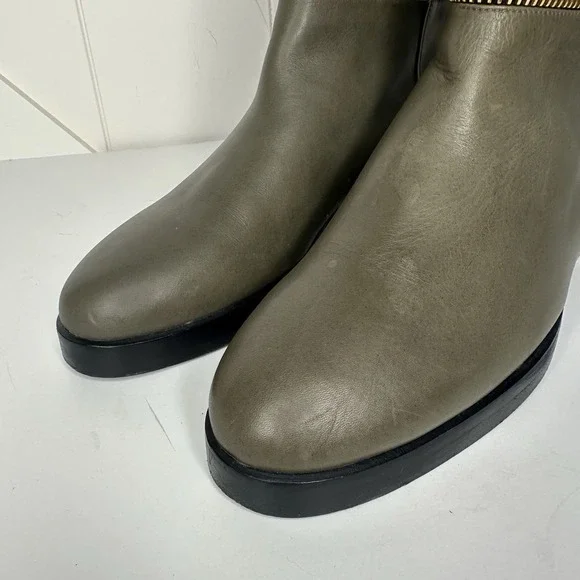 Pierre Hardy Leather Ankle Boots Olive Green Size‎ EU 38.5/ US 8.5 Gold Zippers - Picture 3 of 14
